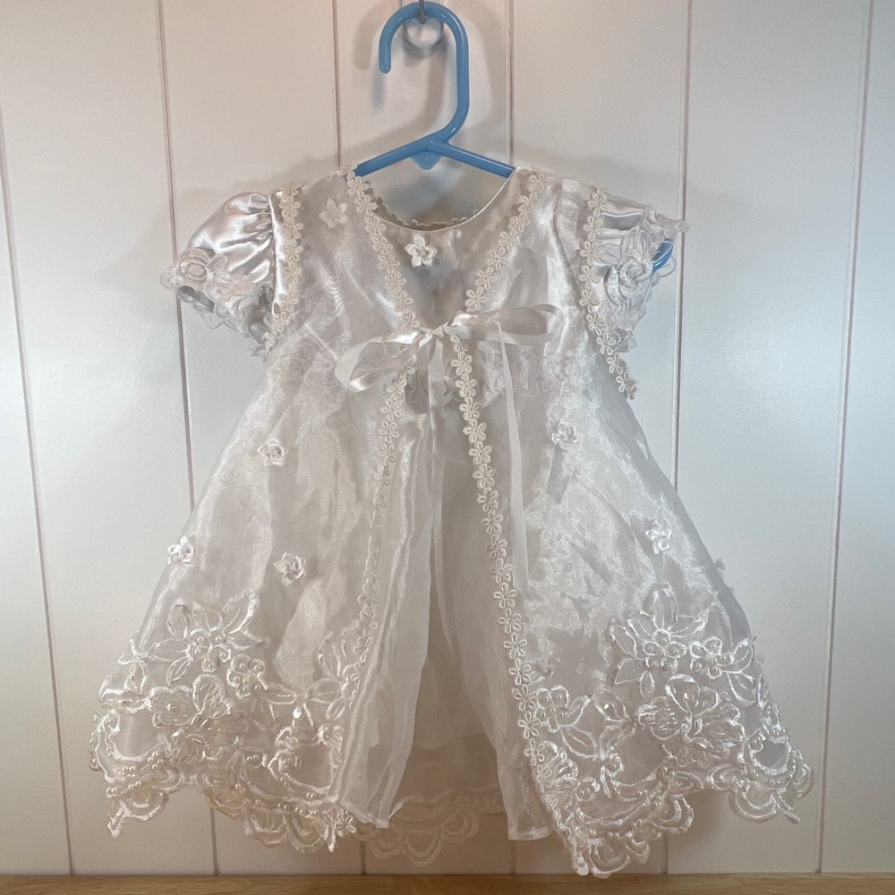 Satin infant Christening/ baptism/ flower girl ‎ dress with cover